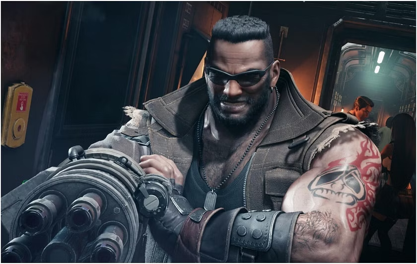 pecsOTD's tweet image. Pecs of the day is Barret Wallace from Final Fantasy VII (Remake)!