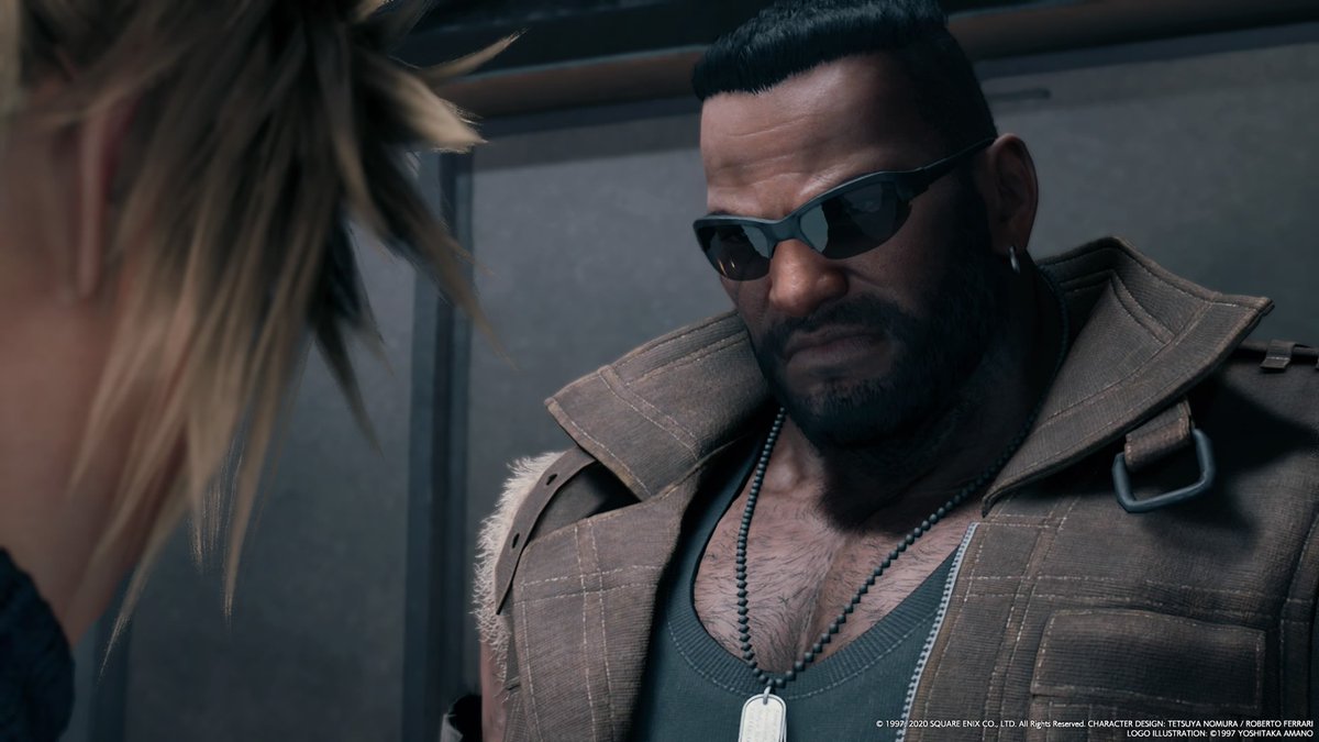 pecsOTD's tweet image. Pecs of the day is Barret Wallace from Final Fantasy VII (Remake)!