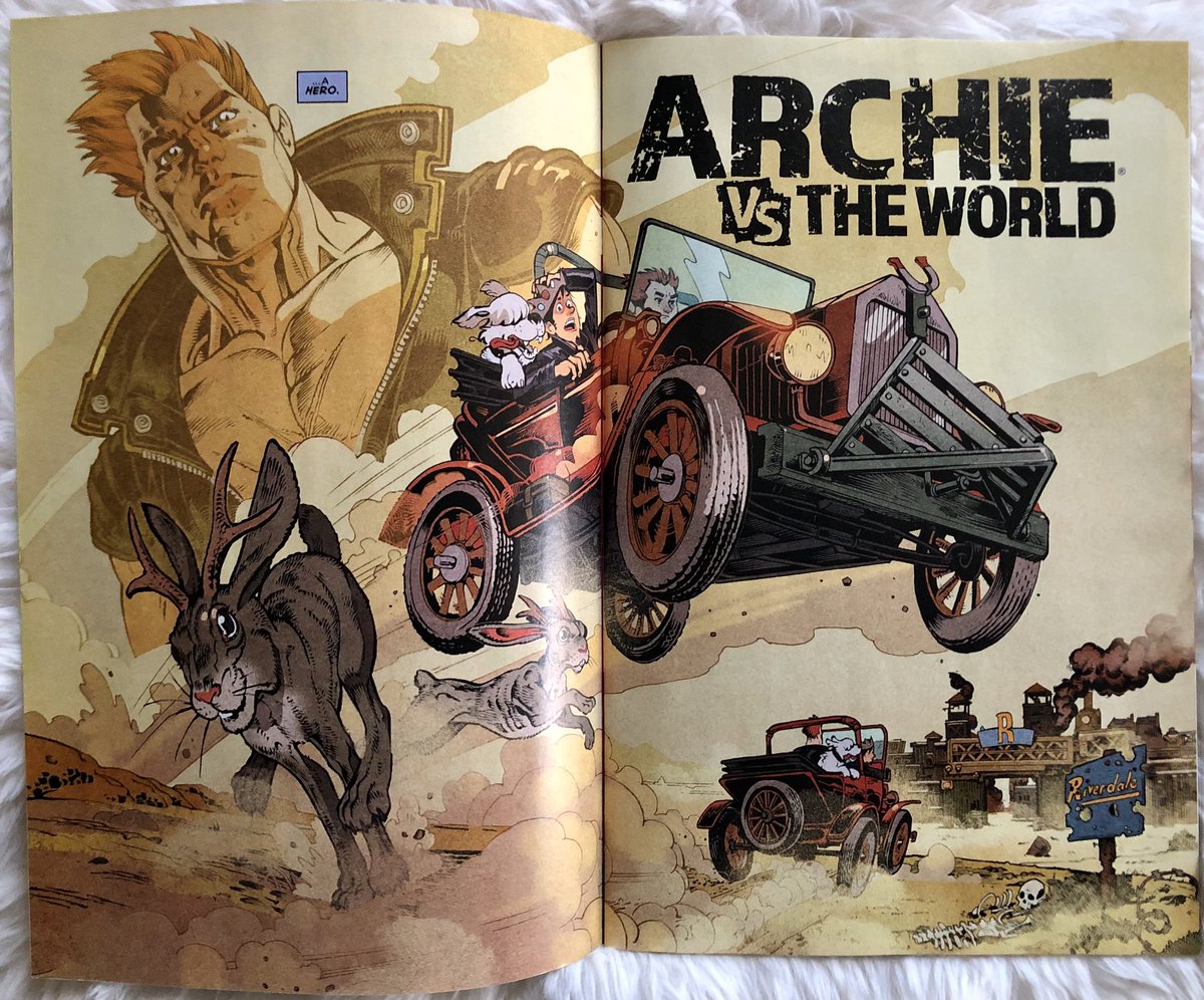 DallanB's tweet photo. Modern Archie singles tend to disappoint me. Not enough meat on 20 pages of bones.
Not this time!
This was a visual tour de force, w/just enough story to really make me smile.
Well worth the ⏰ &amp; 💰.
“…Fury Road meets Fist Of The North Star...”
FUN‼️👍🏼👍🏼
#ArchieVsTheWorld (2023) https://t.co/84QUkeoLfd