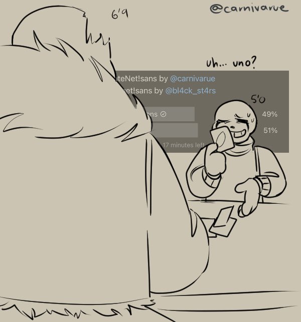 carnivarue's tweet photo. #sansocbattle thereโs still time to vote! Iโm hoping that last card of his is a +4 or some shit ๐ #fatesans #fatesanssweep #art #undertale #undertale_au #undertaleAU #sansoc https://t.co/Yi0PPSNrW0