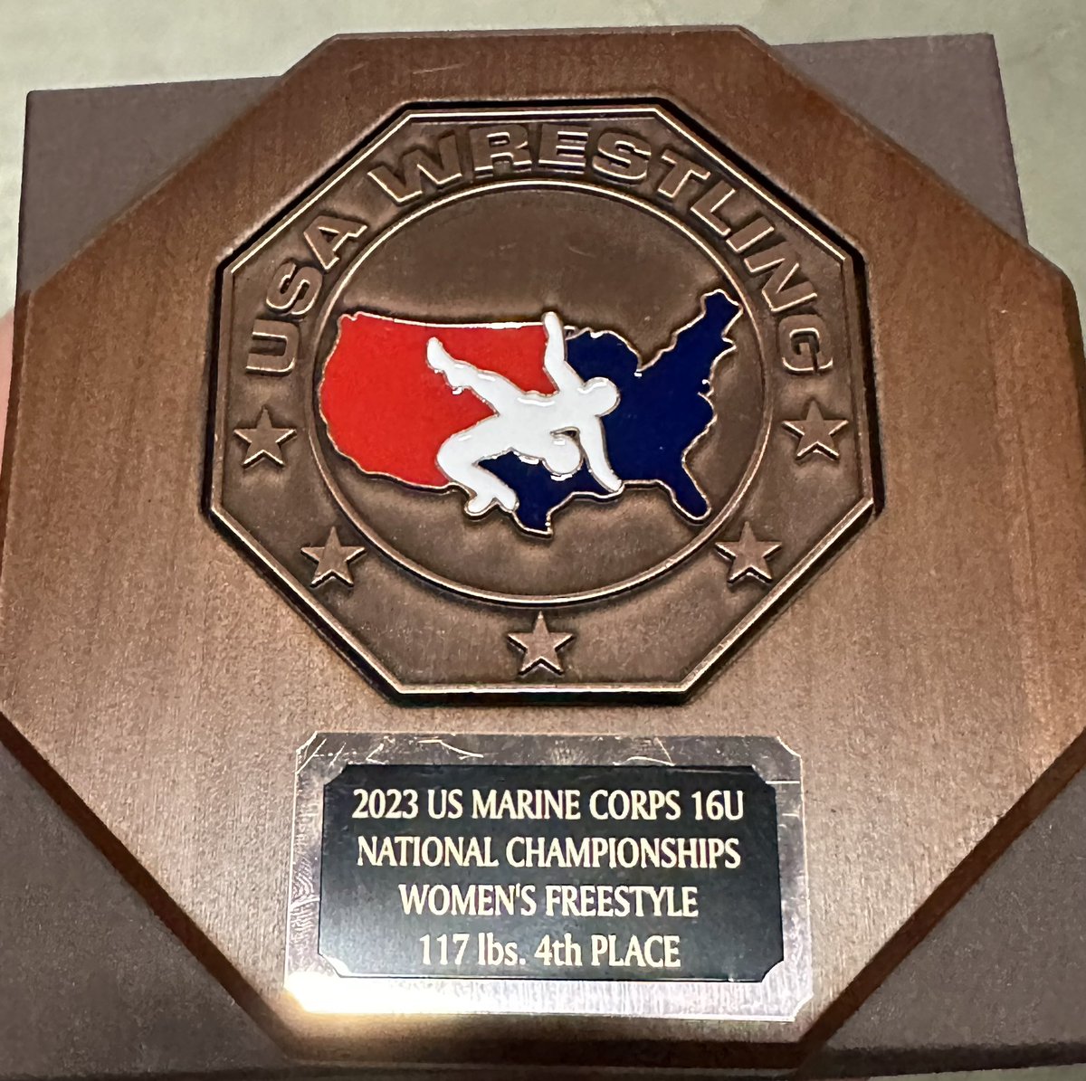 FhcGwrestling's tweet photo. Fargo All American!!!  Congrats to @kaileybmichelle who wrestled an amazing tournament this weekend and is bringing home 4th.  This is FHC’s Girls Wrestling first Fargo AA.  The growth Kailey has made this year is amazing. https://t.co/9lPSUtO4OL
