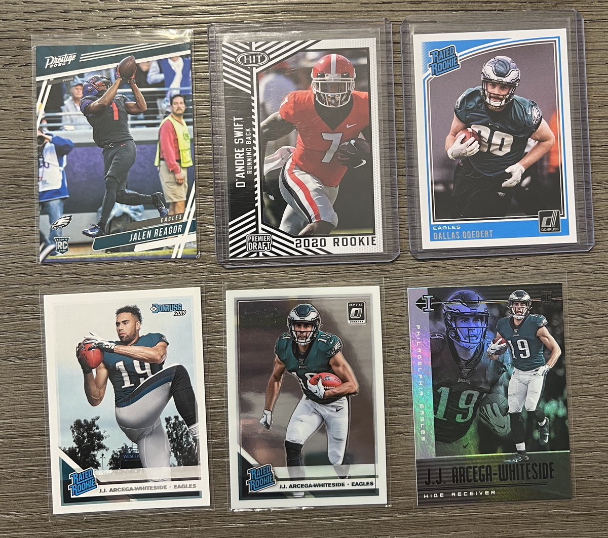 Scrappy's Summer Stack Sale
Philadelphia Eagles RC Lot

2020 Prestige Jalen Reagor - $.50
2020 HIT Premier Draft D'Andre Swift - $.75
2018 Donruss Dallas Goedert - $1.50
J.J. Arcega-Whiteside - $.50 each

Take ALL - $3.50 https://t.co/sMfHiG9vYU