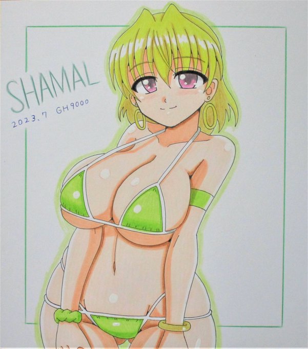 7月の色紙、小さめビキニなシャマル先生、完成しました～😆😊 