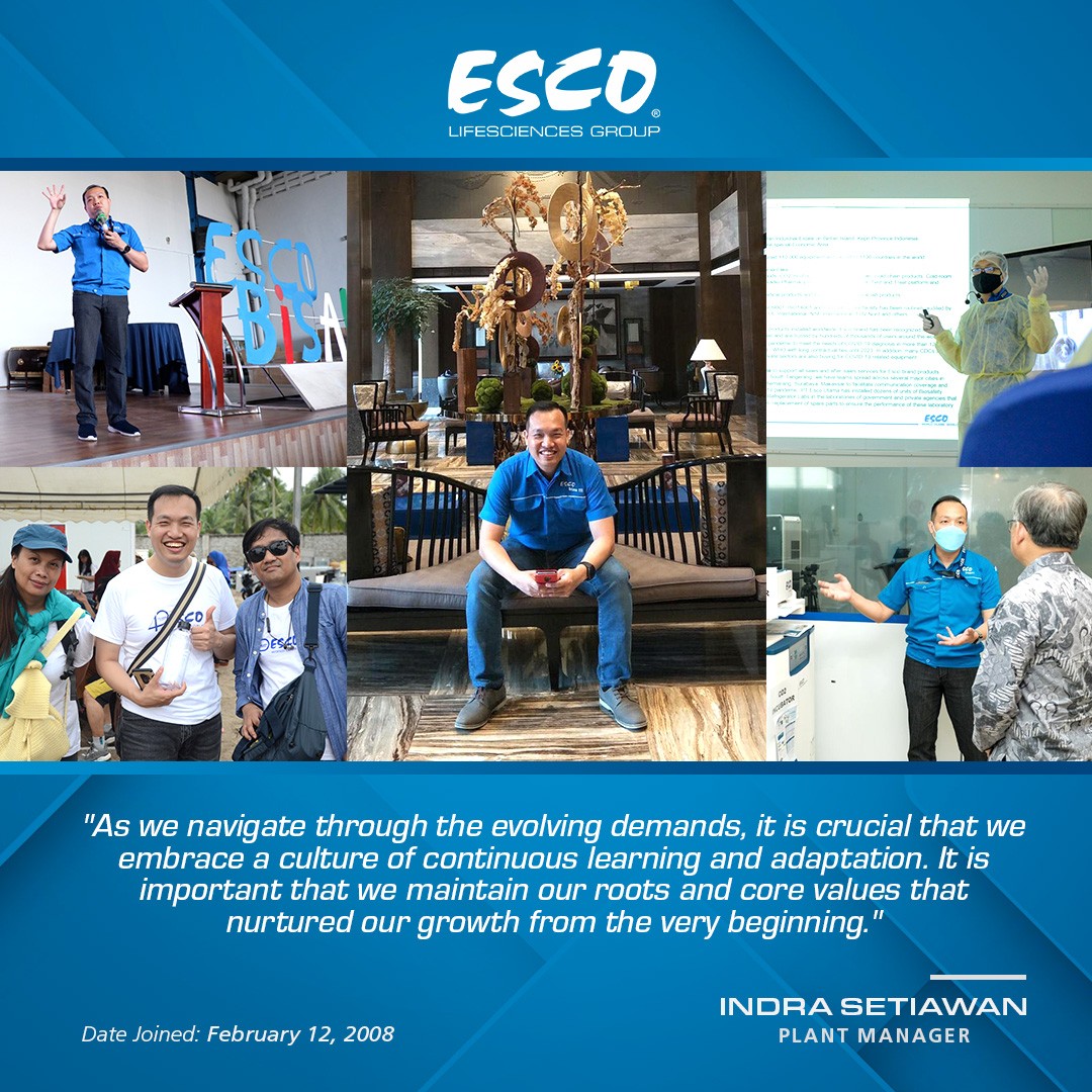 Esco Lifesciences would like to honor Indra Setiawan, our esteemed Plant Manager, whose unwavering commitment & tireless dedication have paved the way for the company’s progress, specifically in the R&D department. 

#EscoLifesciences #EscoCares #EmployeeHighlights