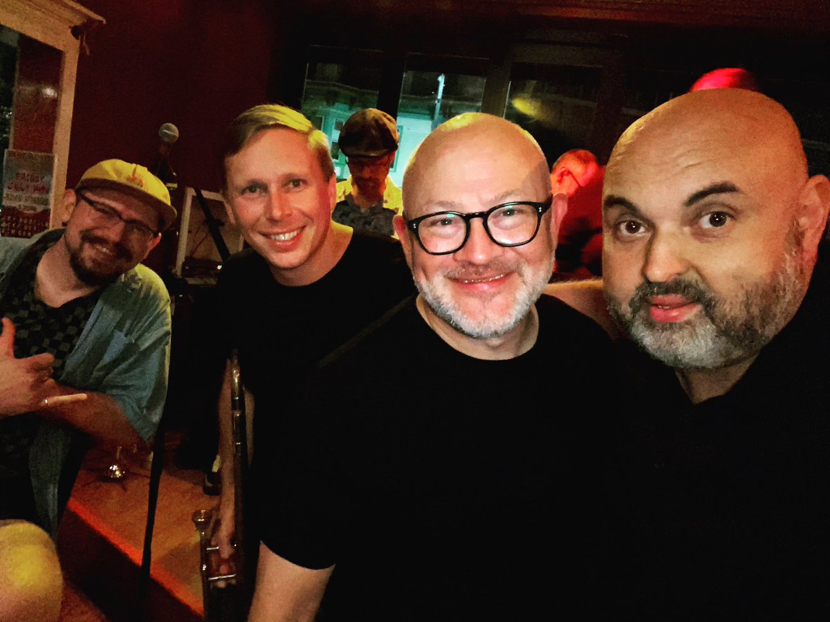 What a pleasure to play in this section! Love my trombone brothers! 

Our next <a href="/BTALCBigBand/">BT ALC Big Band</a> show is 8/10 back at Sally’s! 

#btalcbigband #trombonesection #robkrahn #claytondewalt #bengriffin #brianthomas #trombone #tromboneplayer