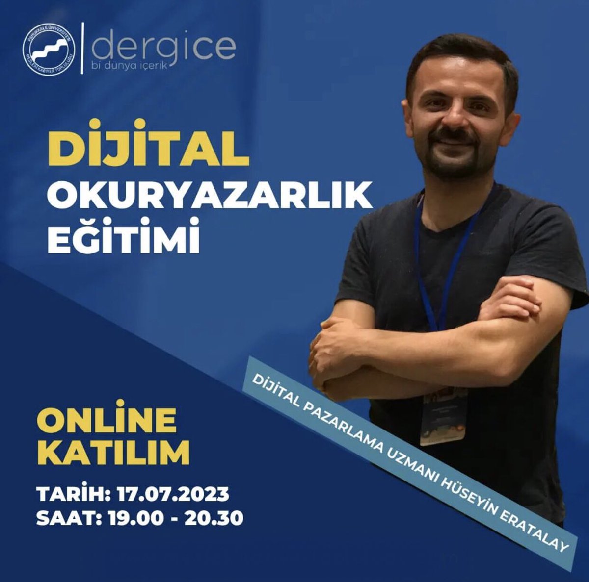 Dijital dünyada daha bilinçli olmak için bu eğitim kaçmaz!

forms.gle/fC2DBe6Ejgv1Fv…

📍 *Eğitimin İçerikleri:*
-Dijital Okuryazarlık Nedir?
-Dijital Dünyada Güvende Kalmak 
-Dijital Dünyada Birey Olmak 
-Dijital Dünyada Bilgiye Ulaşmak 
-Dijital Okuryazarlık Türleri