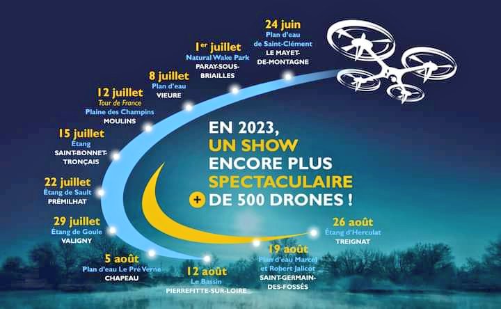 claude_riboulet's tweet photo. 🏞️🎆 Vous étiez près de 8000 personnes, ce soir, à Saint-Bonnet-de-Tronçais, pour assister au merveilleux spectacle de drones Bourdonner-en-Bourbonnais proposé par le @Allierdpt jusqu'à la fin du mois d'août ! Les prochaines dates ici👇 https://t.co/Tip4xBfdRU