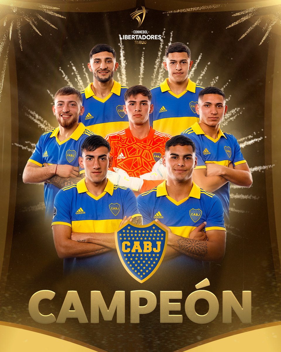 🔵🟡🔵 ¡Boca campeón! 🔥 @BocaJrsOficial 🇦🇷 venció a @IDV_EC 🇪🇨 por 2-0 y se consagró campeón de la CONMEBOL #LibertadoresSub20 en Chile 🏆🥇.