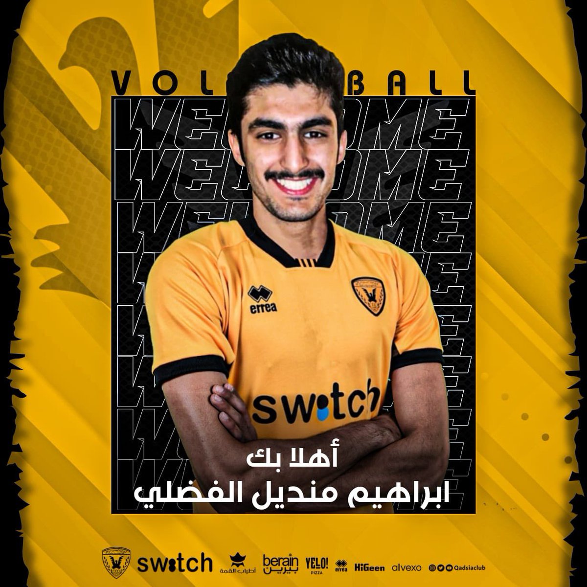 نادي #القادسية يتعاقد مع اللاعب ابراهيم منديل الفضلي وذلك لتمثيل الفريق الاول لكرة الطائرة