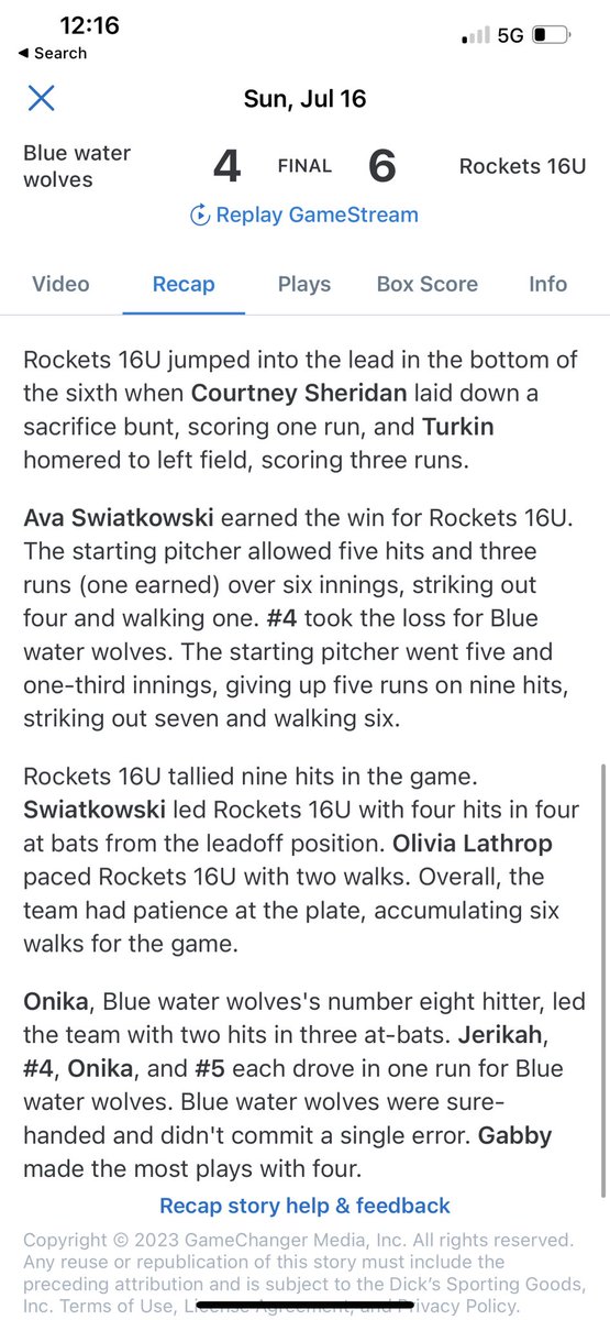 TaylorTurkin24's tweet photo. This weekends highlights‼️

Walk-off 3-run homer on a 2-2 count during an International Tie Breaker to help take my team to the semi-finals! 💣💥

@ExtraInningSB @StriveSoftball @FloSoftball @rsmidwest #Michigan #softball #uncommitted https://t.co/njnZ1rMJPs