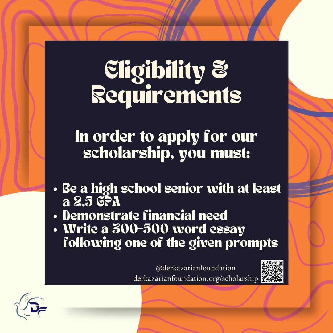 derkazarianf's tweet photo. The Alan K. and Isabelle DerKazarian Foundation is happy to announce our 2023-2024 scholarship program! If you are a student within the Massachusetts community visit our website @ https://t.co/hZ60NRNt5c or use the QR code and apply today!!! https://t.co/lZ1IBVqW2l