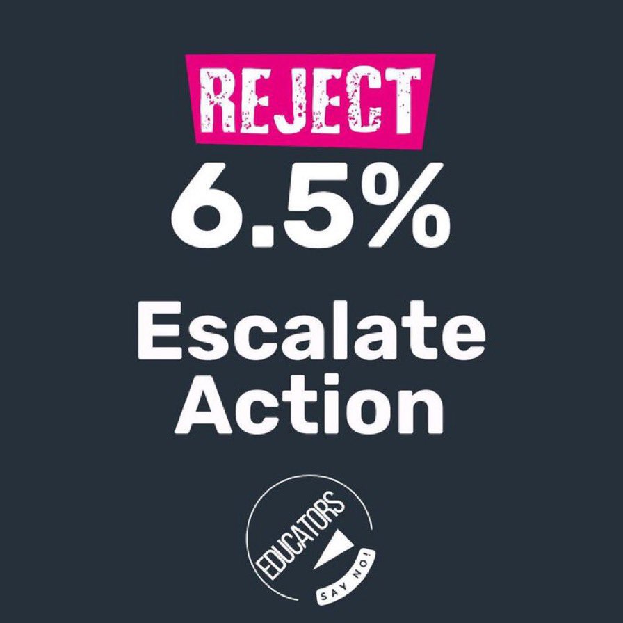 From 18 July you will be asked to vote on a pay recommendation of 6.5%.
NEU reps at Cheney School urge you to vote to REJECT.
The 6.5% will happen whether you accept or reject. However, if you accept, all pay campaigning stops now. @educatorssayno #NoTo6point5