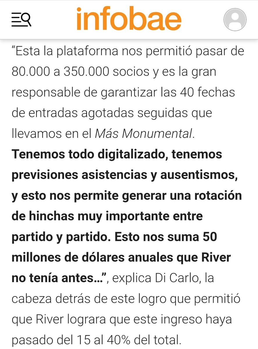 LocuraCARP's tweet photo. ✅ Pasar de facturar USD 50M anuales a USD 200M
✅ 80.000 socios a 350.000
✅ Costear la obra de USD 70M del Monumental con preventa de palcos, naming y recitales
✅ Garantizar 86 mil hinchas todos los días de partido gracias a River ID

Nada es casualidad. Todo es causalidad. https://t.co/xH922nnHsE