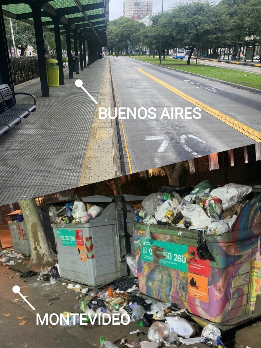MatiasBarreto_'s tweet photo. Hace poco estuve en Buenos Aires y quedé impresionado por su limpieza. En las calles, se puede ver tachos de basura cada pocos metros y una recolección constante de residuos. 
Montevideo sigue sucia, mientras la Intendencia busca excusas en lugar de gestionar eficientemente. https://t.co/euikCBLgWK