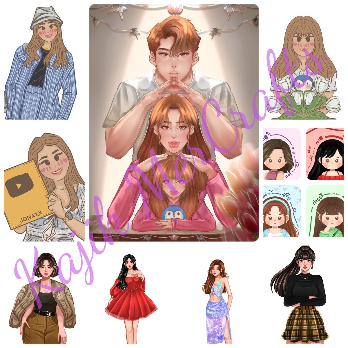 Artworks by @RiArtry &amp; <a href="/glaihartsue/">ArtsOfGlai || Open soon (Patapos na sa pendings)</a> .
Ito po yung for freebies na photocards😊.