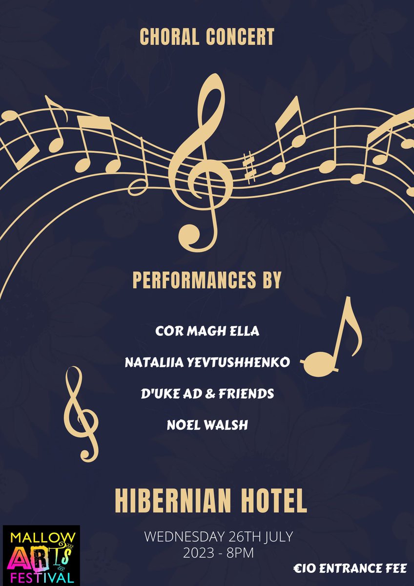 This is going to be an amazing concert, a great way to open our 2023 Festival, tickets €10 at the door #mallowartsfest23