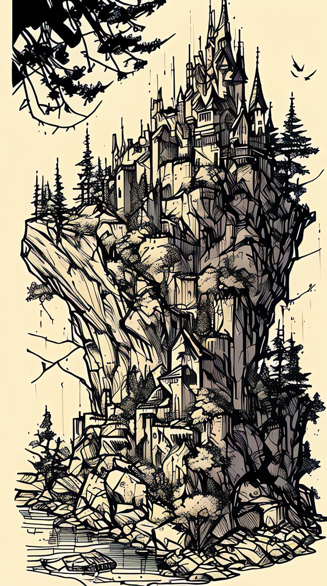 BadToxic's tweet photo. #Castle in #InkPunk #Mountain #Scenery via #Auto1111 #StableDiffusion #InkpunkDiffusion v2 #LoRA #LoRAInk #safetensors #Deforum v3.0 DPM++2M Karras on PC #mountainScenery #beautiful #forest #ink #inkArt #nvinkpunk #masterpiece #TextToVideo #AI #AIArt #Art #Kunst https://t.co/Td9Nm5On8Y
