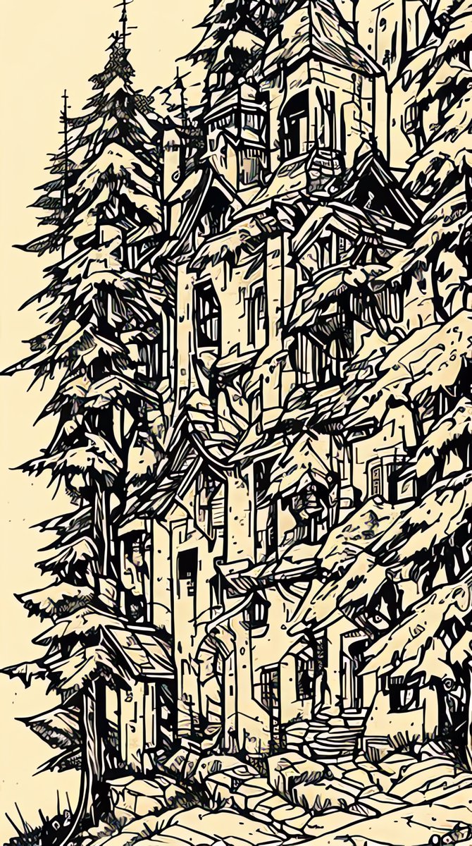 BadToxic's tweet photo. #Castle in #InkPunk #Mountain #Scenery via #Auto1111 #StableDiffusion #InkpunkDiffusion v2 #LoRA #LoRAInk #safetensors #Deforum v3.0 DPM++2M Karras on PC #mountainScenery #beautiful #forest #ink #inkArt #nvinkpunk #masterpiece #TextToVideo #AI #AIArt #Art #Kunst https://t.co/Td9Nm5On8Y
