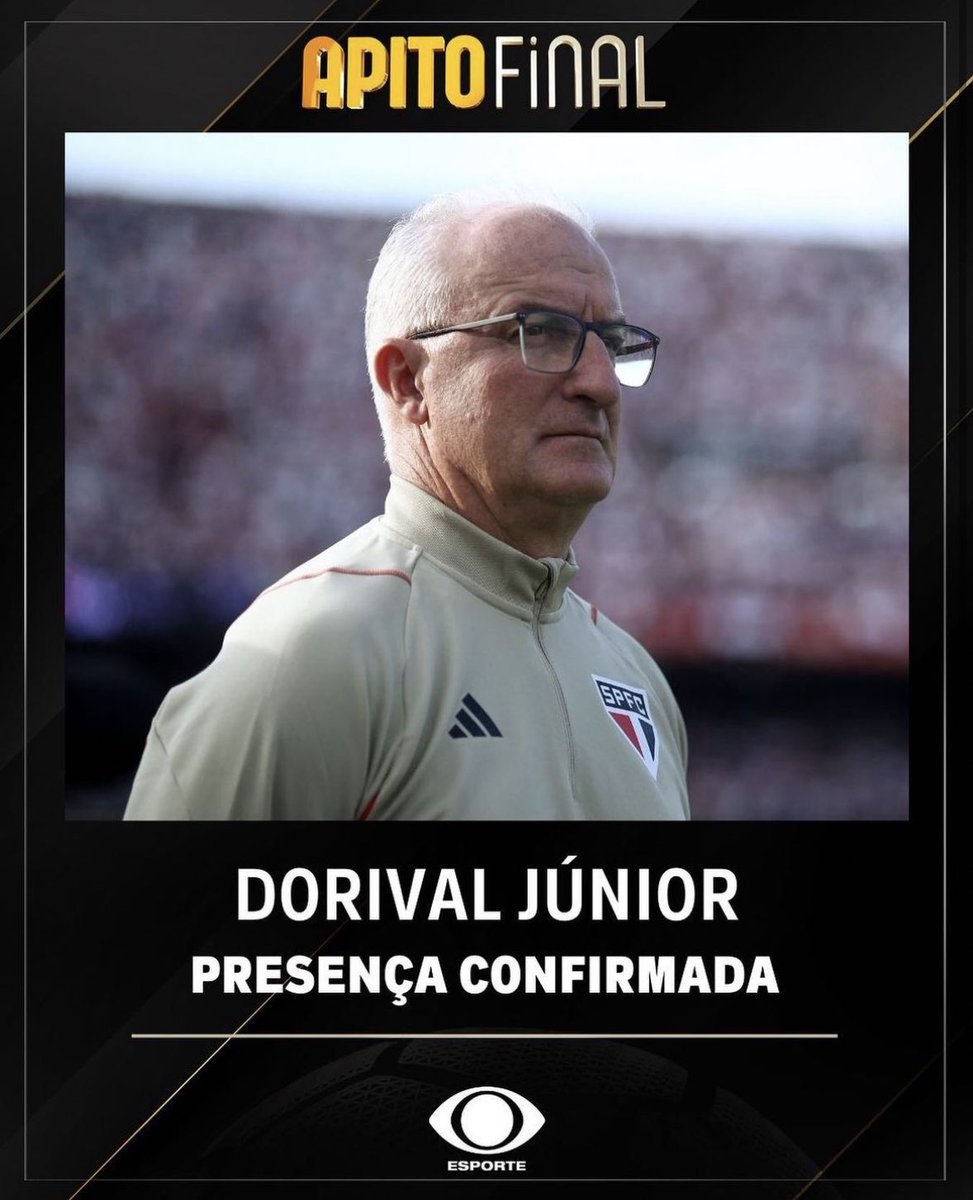 livianepomuceno's tweet image. Hoje tem estreia do Apito Final ás 22h AO VIVO e com participação do técnico Dorival Júnior. Mande a sua pergunta. #ApitoFinal