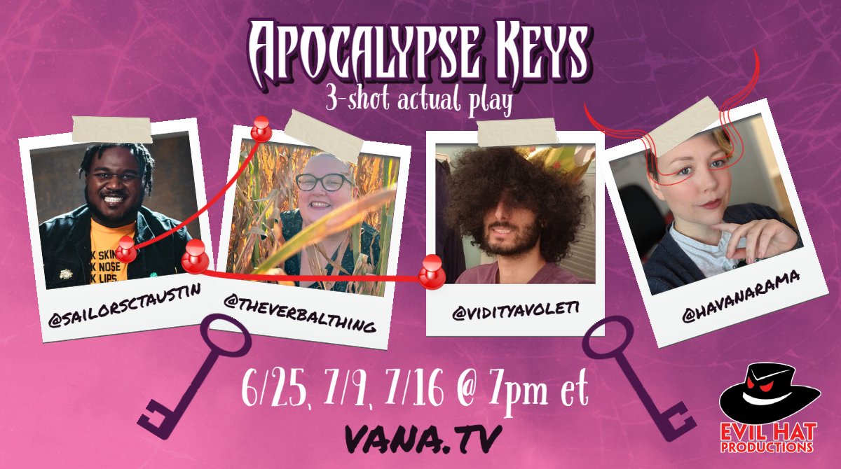 🖤📚LIVE NOW📚🖤

Time for THE FINALE of our Apocalypse Keys (by 
<a href="/temporalhiccup/">Rae (he/they) is mostly on Tumblr!</a>) mini-series #sponsored by 
<a href="/EvilHatOfficial/">Evil Hat Productions</a> and starring <a href="/sailorsctaustin/">✨Sailor Scout Austin✨ is on other socials</a>, <a href="/vidityavoleti/">Viditya 🏅 Voleti</a>, &amp; <a href="/theverbalthing/">Samantha Puc is theverbalthing.com on 🦋</a>!

A mysterious figure awaits in the library's lofts...

vana.tv