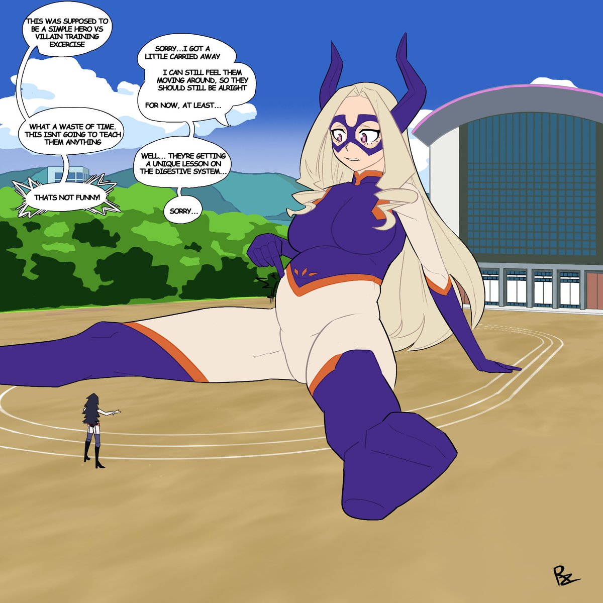 Rezolvant's tweet photo. Mt.Lady vs UA students #vore #Sizetwitter https://t.co/XZGa5Hqor6