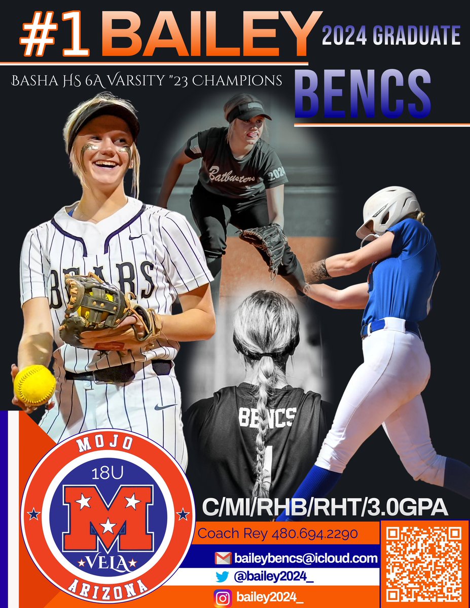 AZRISING_VELA's tweet photo. PGF WEEK Player Spotlight! 
#1 @bailey2024_ 
2024 Basha High Senior
Middle Infield/Catcher/Power Hitter
Check her out at PGF Nationals in Irvine, CA https://t.co/PeIkAvcEcU