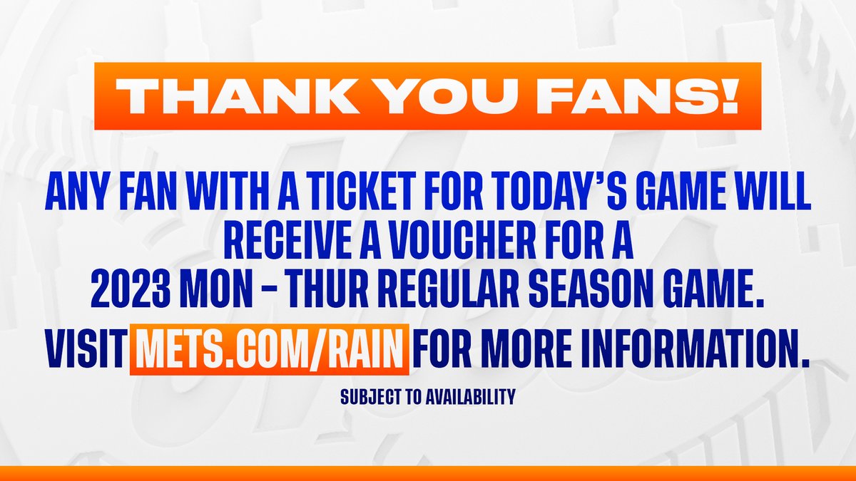 New York Mets on Twitter "Anyone holding a ticket for today’s game will receive a voucher for a
