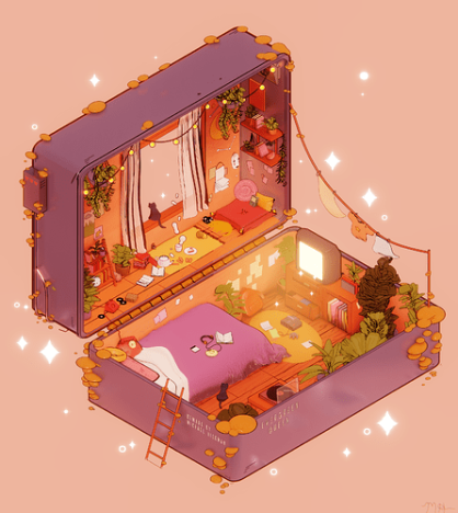 LCbuilds's tweet photo. I remade a concept by @evergreenqveen called "Polly Pocket Slumber", trying out stylization in 3D about now!
#Blender #b3d #Photoshop #stylized https://t.co/2IQkFJbEgy
