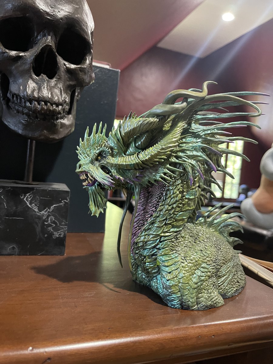 RealGDT's tweet photo. Dragon model kit is now on a shelf at the Myth, Symbol, Paranormal library at Bleak.  4.5 hours paint job and assembly. https://t.co/1AqdcXZGan