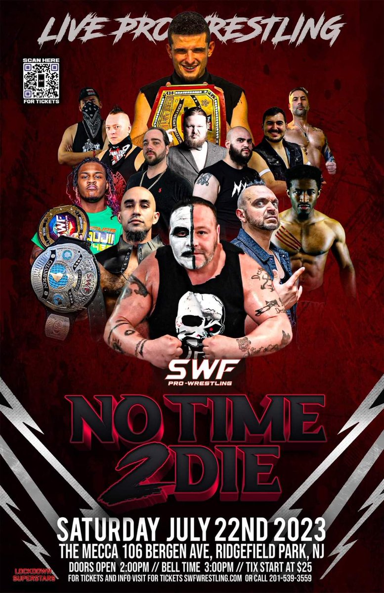 nxznofficial's tweet image. SWF "No Time 2 Die" LIVE Sat July 22 in Ridgefield Park, NJ 🚨 MARSHALL LAW will be in FULL EFFECT

@swflive #swf #swflive #notime2die #notimetodie #prowrestling #wrestling  #wrestler #prowrestler #wrestle #NXZN #inthename #marshalllaw