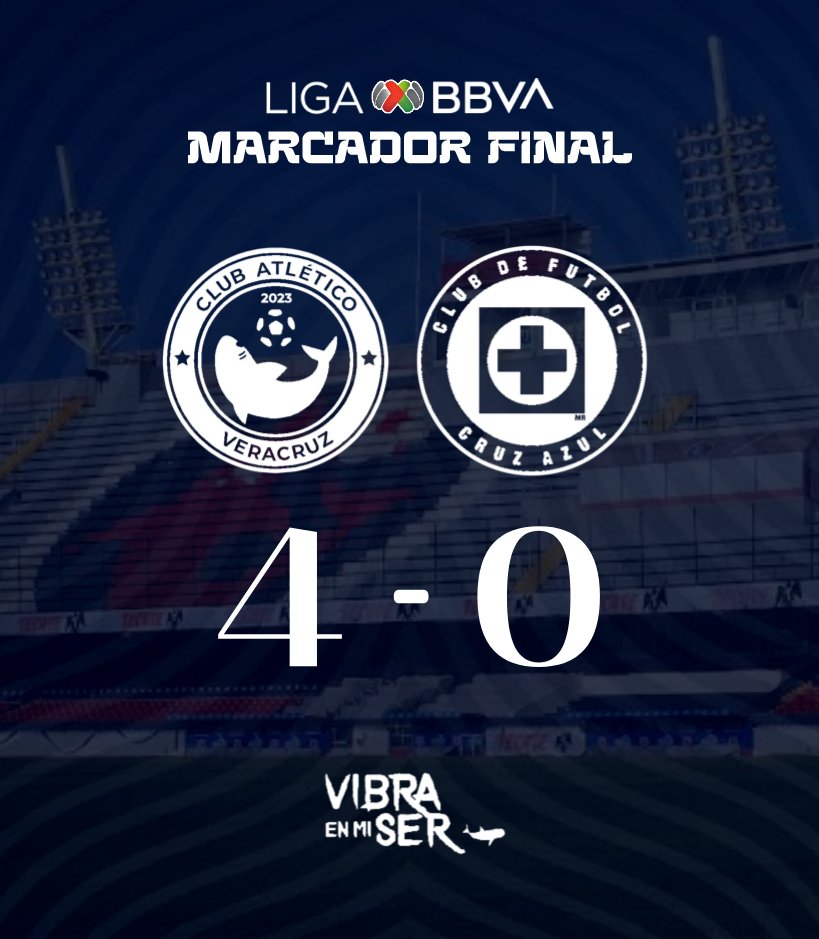 CAVeracruz_'s tweet photo. ¡MARCADOR FINAL!
Este regreso estuvo potente, goleada histórica y 3 puntos más!😍
#PorTiSeré 🦈 https://t.co/tyDuEZsn6E