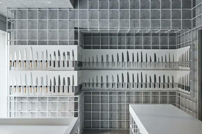 katata yoshihito's exhibition-like gallery showcases tojiro knives in tokyo #technology #LeadOnClimate; #ASLAAwards #MiamiJobs  
Original: designboom