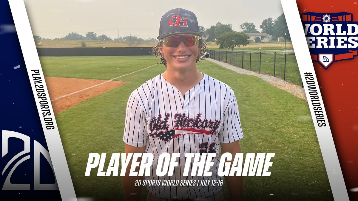 ⭐️ PLAYER OF THE GAME ⭐️

Tristan Malone: 2-3 4SB 

Summer Team: <a href="/OHBASEBALLCLUB/">Old Hickory Baseball Club</a> 

#2DWorldSeries 
<a href="/2DsportsTN/">2D Sports Tennessee</a>