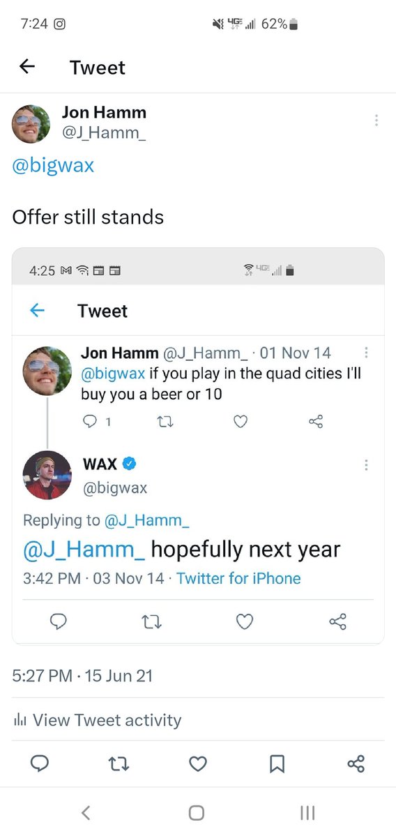 J_Hamm_'s tweet photo. @bigwax offer still stands, beverage of choice is on you. https://t.co/PG4pOisyap