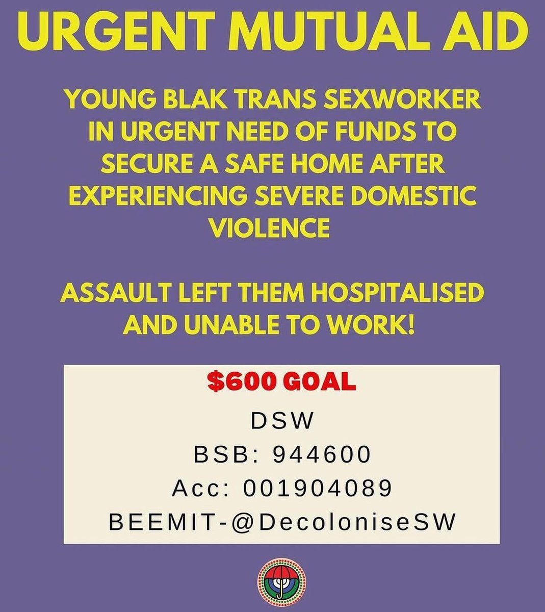 Ou IG account was suspended so PLEASE share this as the dsw acc was a vital platform used for resources &amp; mutual aids ! 

URGENT MUTUAL AID 🛑

Young Blak Trans SWer in URGENT need of funds to secure a safe Home after experiencing severe Domestic Violence from an ex partner. ❗️