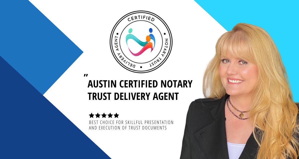 TexasNotaryLive's tweet photo. Announcing I am now a CERTIFIED Notary Trust Delivery Agent. https://t.co/6NvXPC6ZFx I have advanced training and testing to provide excellent living trust presentations. #notary #notarytrust  #EstatePlanning #trustnotary #austinnotary https://t.co/1ddZAe8TID