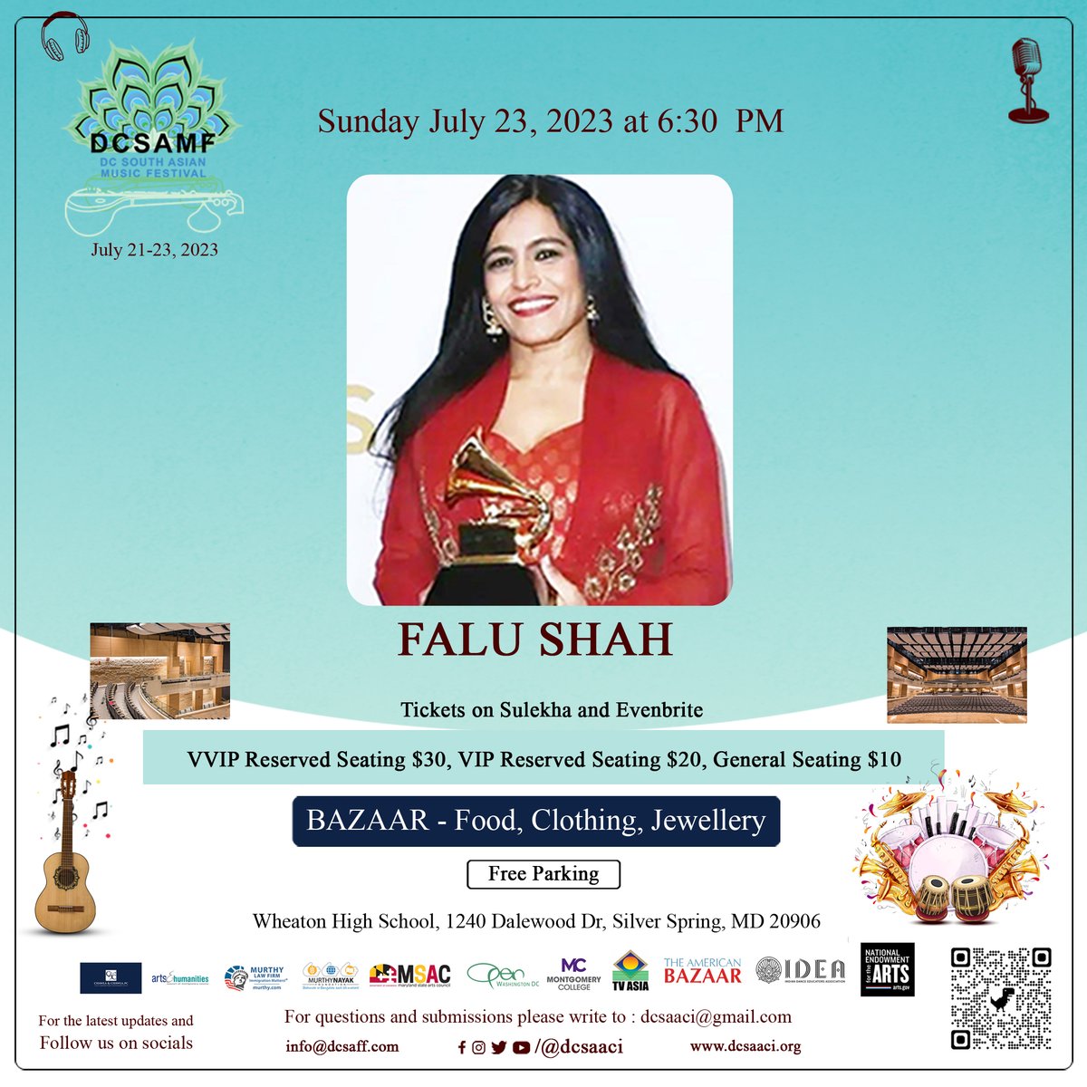 dcsaaci's tweet photo. FIVE DAYS LEFT! Get your tickets now to experience a historical 2.5 days of South Asian music!

We are thrilled to have Falu Shah perform at DCSAMF!
Check out this clip of Falu: https://t.co/c12JwPWEng

Visit: https://t.co/VhuGqOCENr to buy them!
Use discount code: DCSAMF4JULY20 https://t.co/wHTpDrOrTF