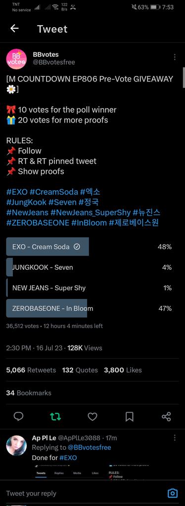 SuHo6328's tweet photo. @BBvotesfree Done for #EXO https://t.co/B5JGWgoOKX