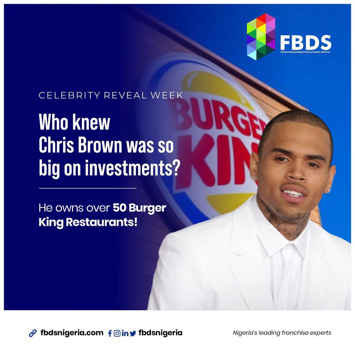 FBDSnigeria's tweet photo. Who knew Chris Brown was such a huge investor?
This is your cue to diversify your financial holdings and invest, just like Chris Brown.
Send us a DM or give us a call at 09085694509 for additional details on franchising.
#FBDS #franchise #invest #investor #ChrisBrown https://t.co/8EafReguVx