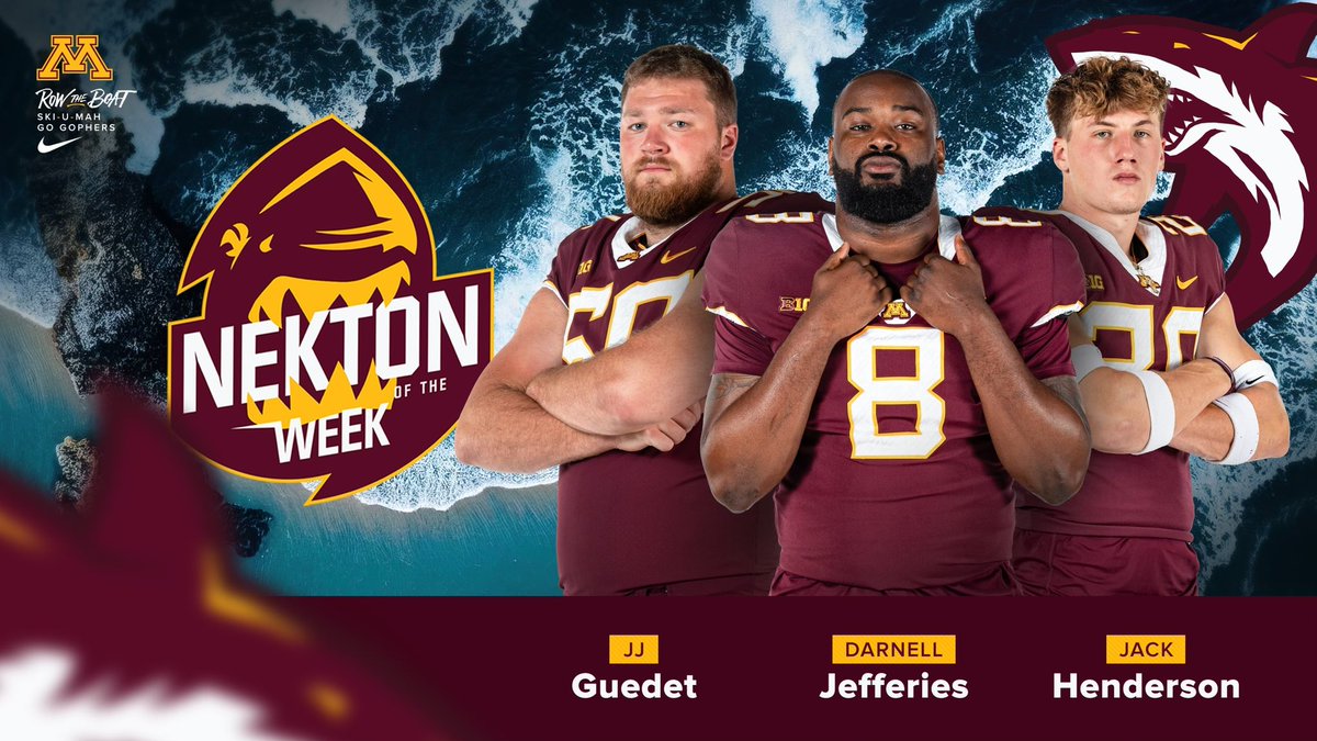 Congrats to <a href="/JGuedet/">JJ_Guedet</a> (offense), <a href="/darnelljamarius/">Darnell Jefferies</a> (defense) &amp; <a href="/jack12henderson/">Jack Henderson</a> (newcomer) on earning “Nekton of the Week!!” #RTB #HYPRR #SkiUMah