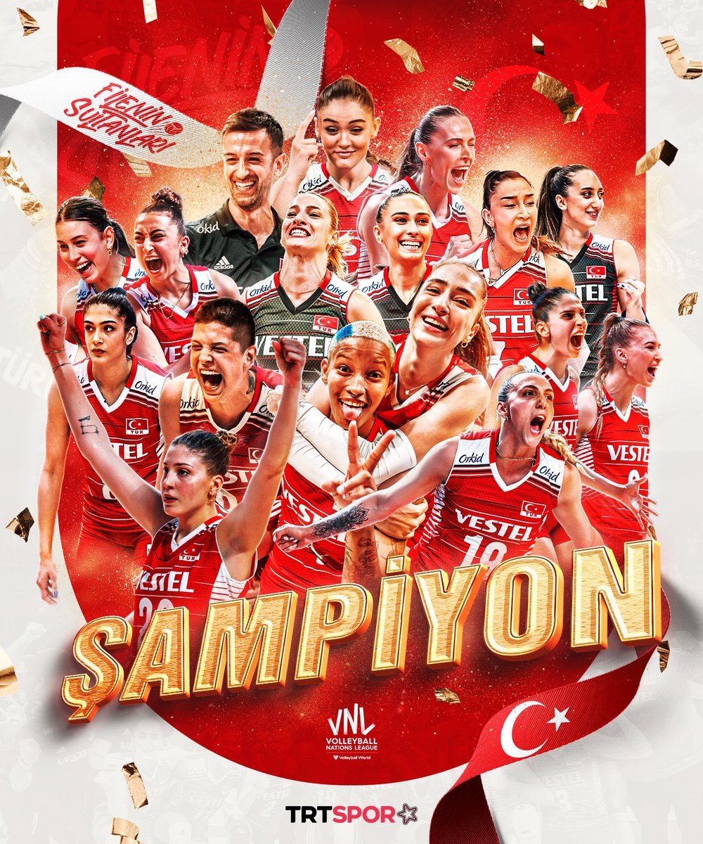 TRogretmen's tweet photo. 🏆 ŞAMPİYONLUK BİZİM😂😅👏🏼👏🏼
🇹🇷 2023 KADINLAR MİLLETLER LİGİ'NDE ŞAMPİYON FİLENİN SULTANLARI!
#FileninSultanları, Voleybol Milletler Ligi finalinde Çin'i 3-1 mağlup etti ve şampiyon oldu!
Tebrikler Altın Kızlar ♨️👏🏼🎊 https://t.co/cUNZlc8YAH