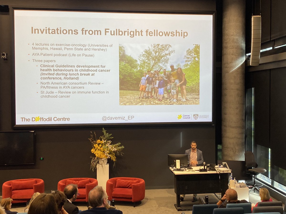 cancer_K2A's tweet image. So great to have @DaffodilCentre research fellow, @FulbrightPrgrm scholar and all around #ECR 🌟 @davemiz_EP join the Triple I stream David is a brilliant &amp;amp; passionate #ExOnc researcher who is leading practice changing research getting more exercise delivered to kids with #cancer