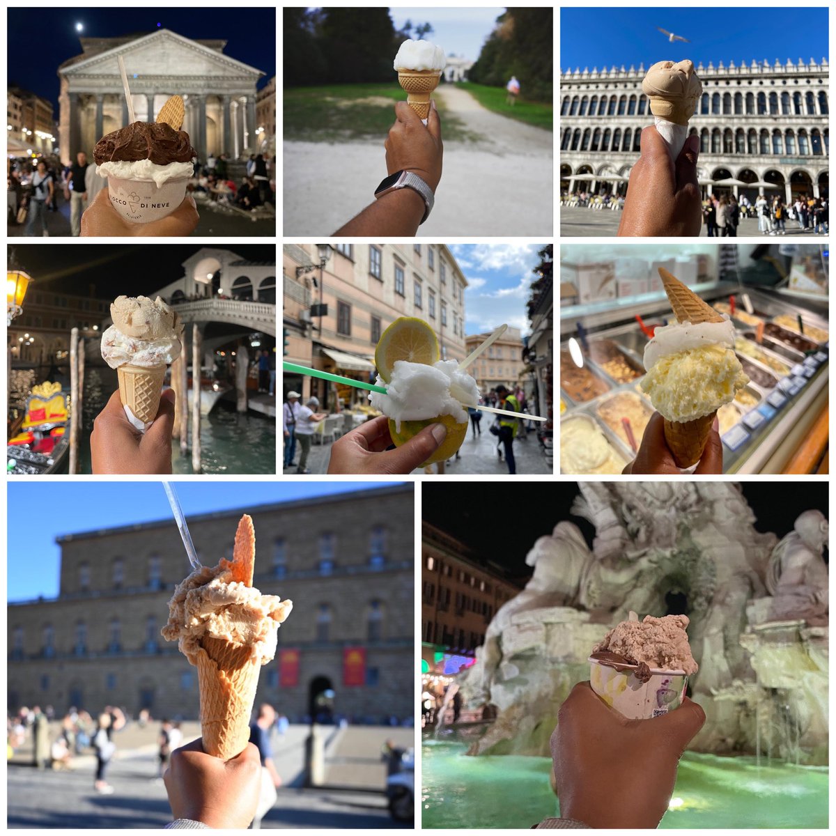 #NationalIceCreamDay Got a gelato a day for every day we were in Italy. Cities from were Rome, Milan, Venice, Venice again, Sorrento, Naples, Florence and Rome again.