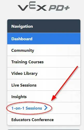 nic_champagne's tweet photo. Hey VEX PD+ Community! Did you know you can now book 1-on-1 sessions straight from your dashboard under Navigation? Our #VEXExperts are eager to hear about your plans for this year! Schedule today. #VEXPD #TailoredPD #VEXCommunity https://t.co/cikQNbWCHO
