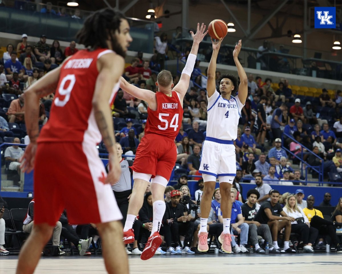 KentuckyMBB's tweet photo. End 1Q - Kentucky 25, Canada 14

Edwards - 10 PTS, 2 REB
Mitchell - 8 PTS, 2 3PT, 2 AST
Wagner - 4 PTS
Thiero - 3 PTS, 3 REB, 2 STL https://t.co/zAeXbSxcRZ