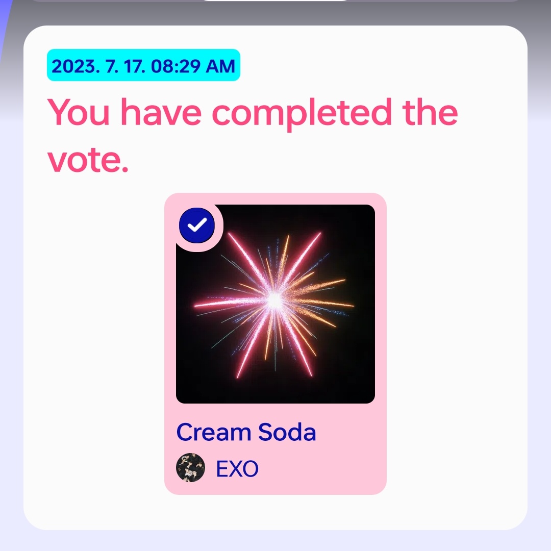EXOLAceTeamPH's tweet photo. [🗳️] Cast your votes now for ‘Cream Soda’ on M Countdown Pre-voting on Mnet Plus app!

📊 #1 (+0.4% gap) ‼️
📎 https://t.co/ilEOoYwBZt

Voting will end today at 10:59PM KST.
Make more accounts and vote, we need to stay at #1 spot with a huge gap at #2.
#EXO_CreamSoda https://t.co/UdwAevs3Rz