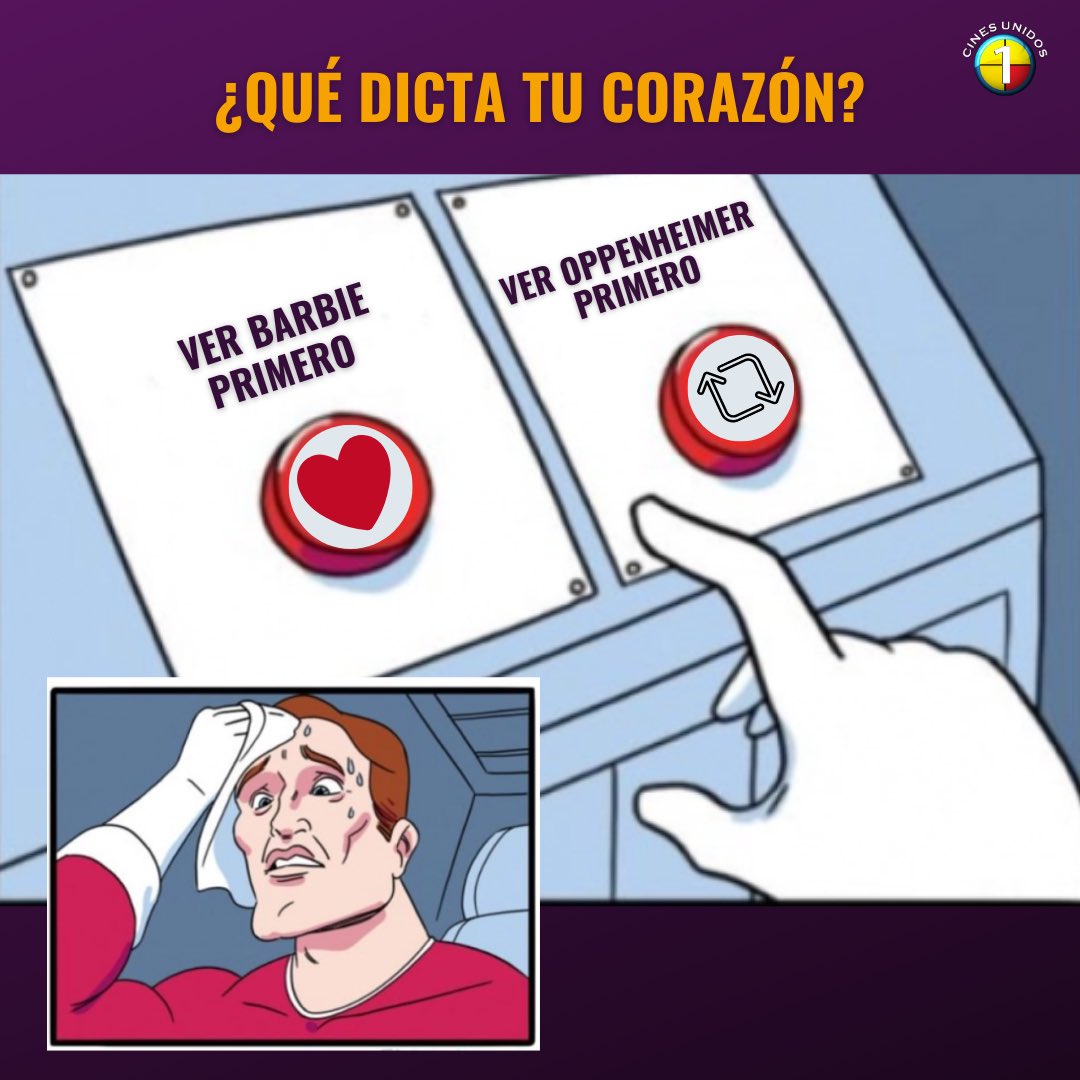 CinesUnidos's tweet photo. ¿Listo para el Barbenheimer 💖💥?

 ¡VOTA! 🤩

#CinesUnidos #CU #RetoCU https://t.co/vZXBXg6fPD