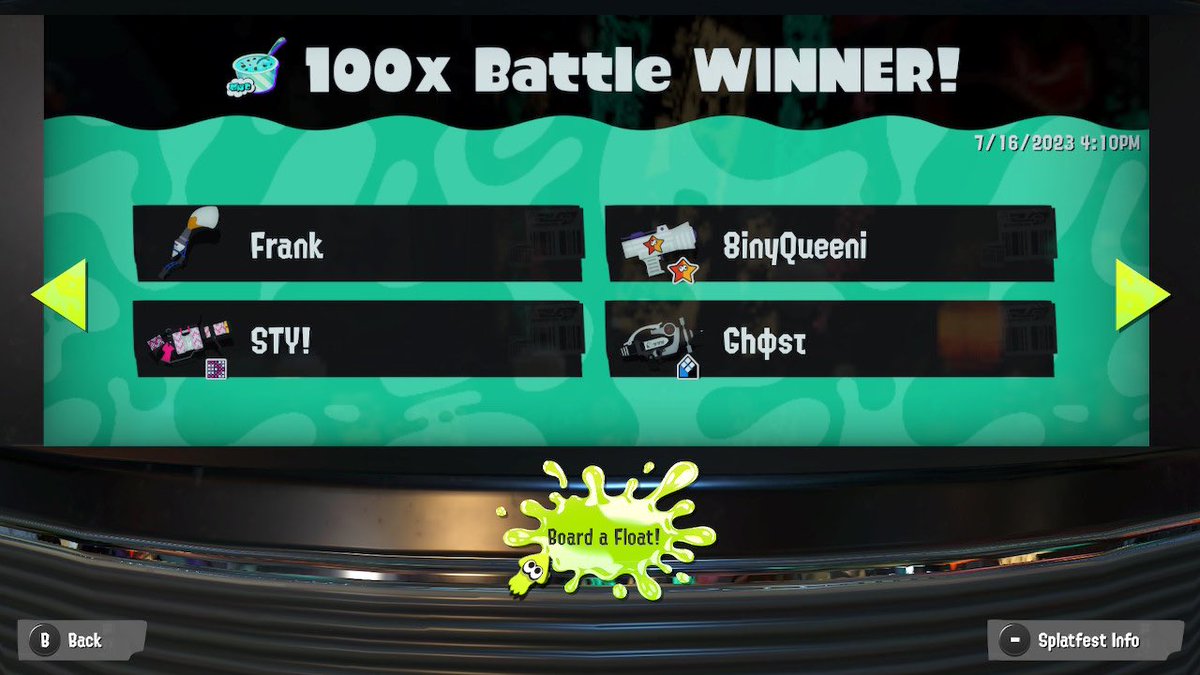 Atiny_Queenie's tweet photo. Won a 100x Battle and 3 10x Battles for #100X #TeamMintChip #Splatfest #Splatoon3 https://t.co/8P0l9pRKLw