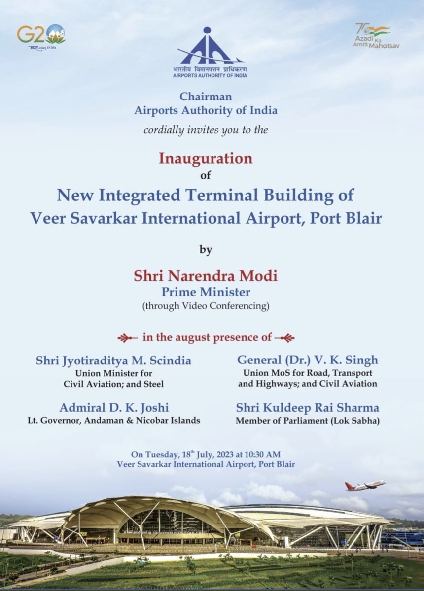 haanipb's tweet photo. Exciting news! The new Terminal Building of #VSIA will be inaugurated by Shri @narendramodi on the 18th. This will greatly enhance the tourism sector in these islands, offering top-notch facilities to our visitors. https://t.co/ry3uCmEhUz