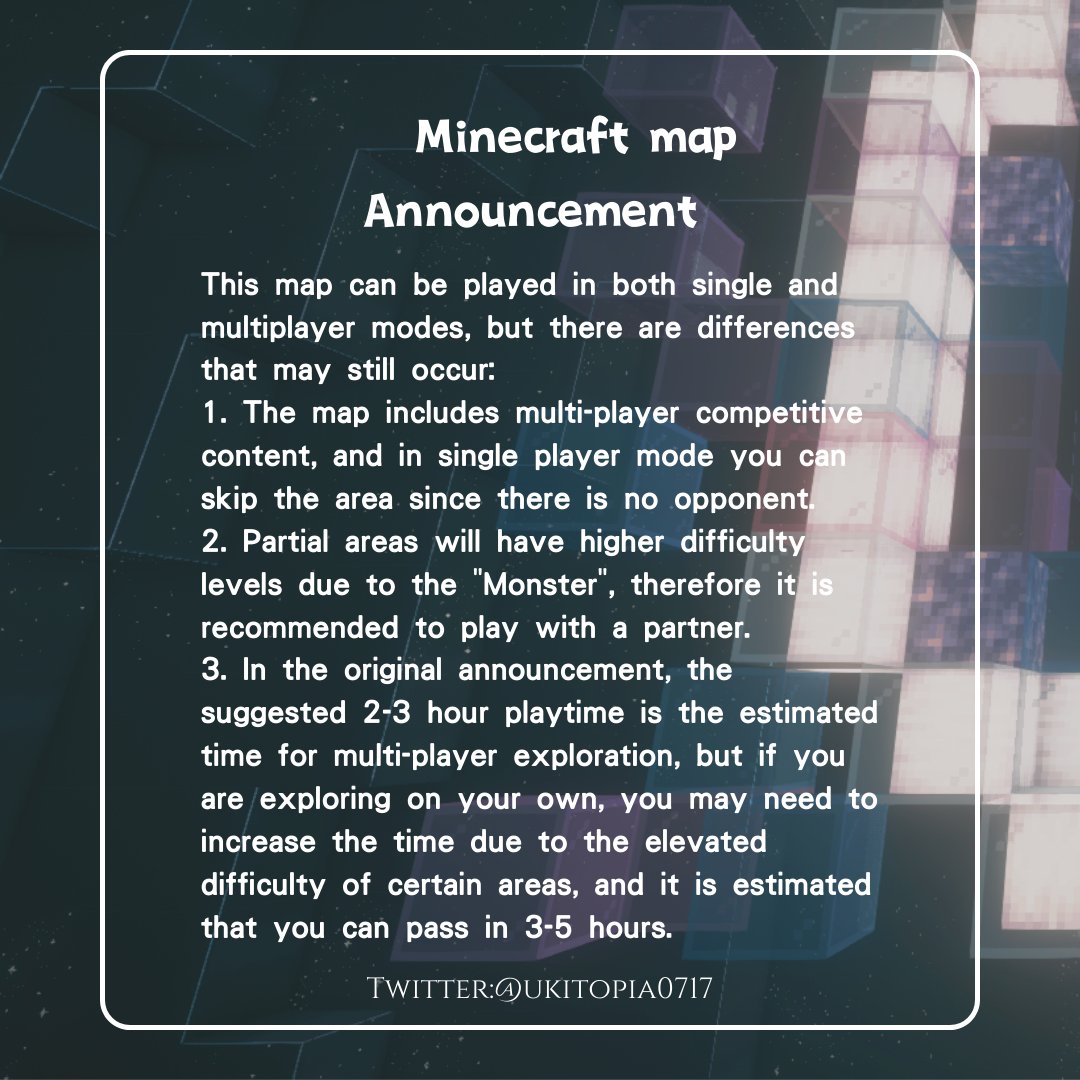 ukitopia0717's tweet photo. 🔮 Minecraft map announcement 

Regarding the feedback we received on the form and suggestions for the map after viewing recent live content, please refer to the points made in the picture✨

#UkiVioleta #Ukitopia #tanjouki2023 https://t.co/PehFJTyKnd